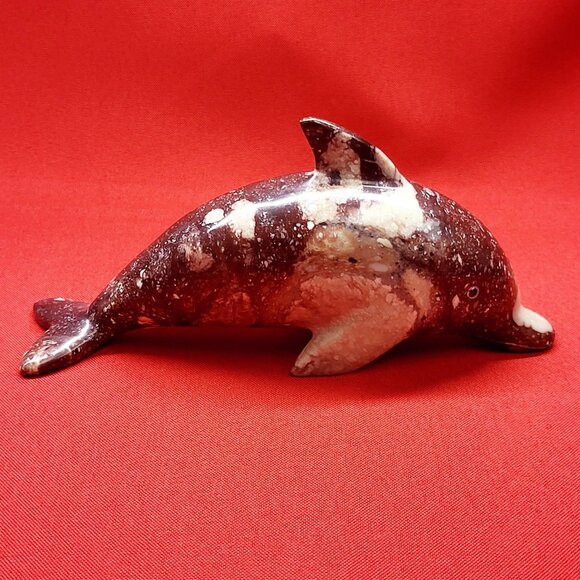 Vintage Carved Marble Stone Dolphin Figurine Paperweight Home Decor - Picture 1 of 14